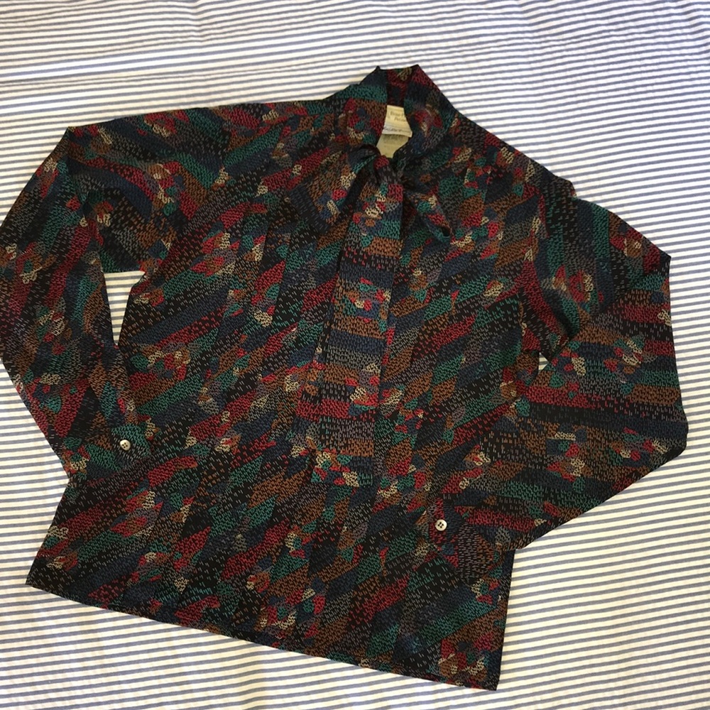 EUC Vintage Evan Picone Petites Print Blouse